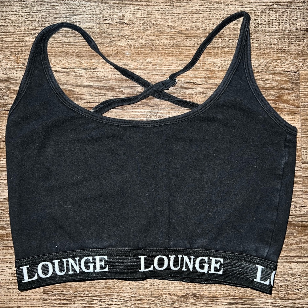 Lounge Black Cross-Back Bralette/Cropped Tank Top